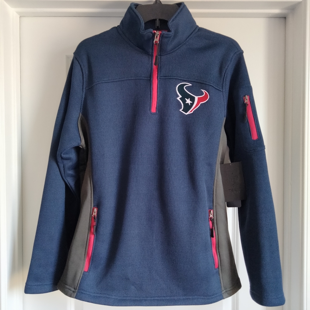 NWT M NFL Houston Texans 1/4 Zip Fleece Lined Pullover Embroidered Shirt NEW